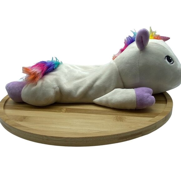 Warm and Cosy Rainbow White Unicorn Horse Microwavable Plush Lavender 14" Long - Picture 3 of 7